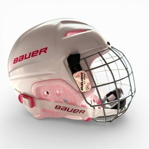 Bauer Lil Sport Hockey Helmet For Kids White Pink Cage Size 6-6 3/4 NWT
